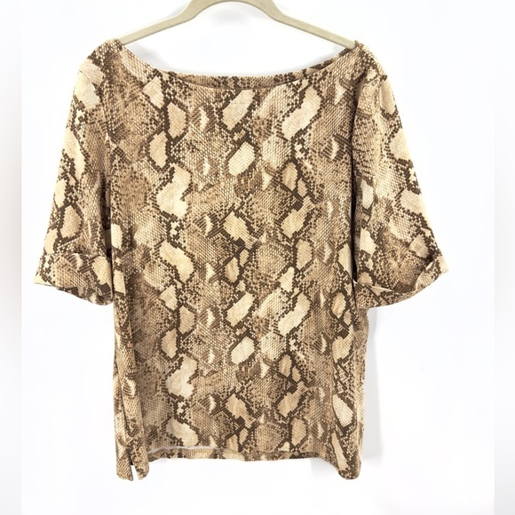 Lauren Ralph Lauren Black Label Womens Animal Print Top Size XXL Snake Reptile - Picture 1 of 9